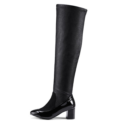 Bottes extensibles au-dessus du genou, talon haut, manche simple