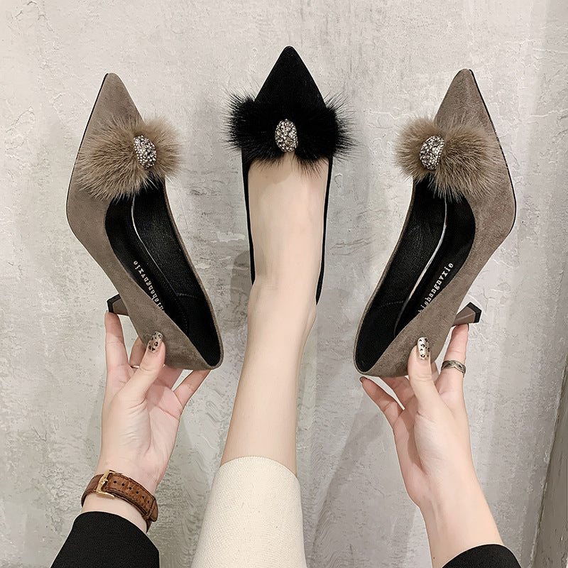 Stiletto Low-top Solid Color High Heels