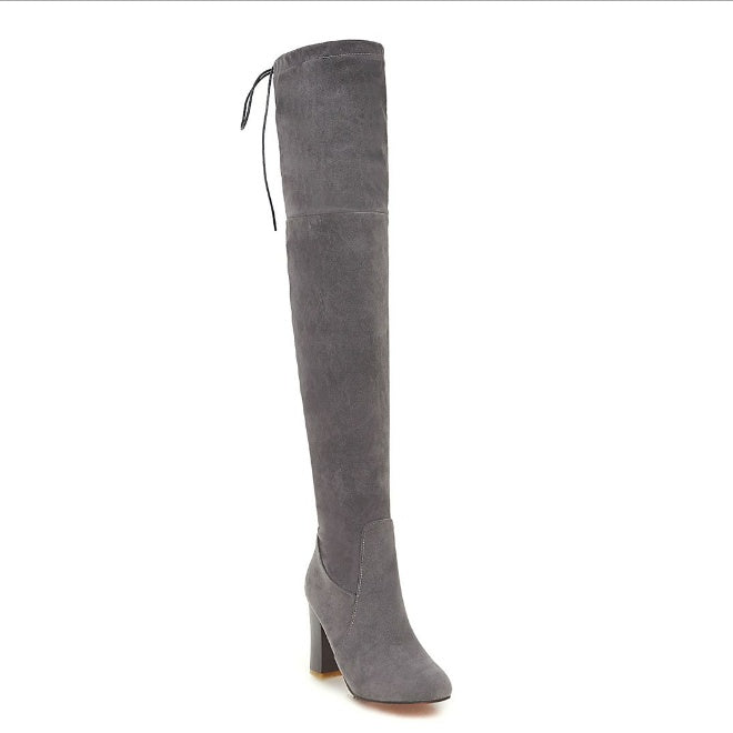 Bottes pointues pour femmes sur bottes extensibles peintes épaisses avec bottes longues bottes à talons hauts pour femmes