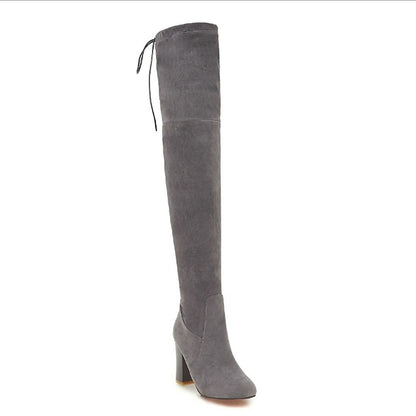 Pointed women's boots over paint stretch boots thick with long boots high heel women's boots