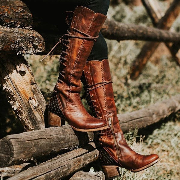 Women's side zip rider boots