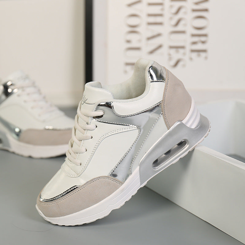 Nouvelles chaussures de sport blanches à coussin d'air et semelles épaisses pour femmes