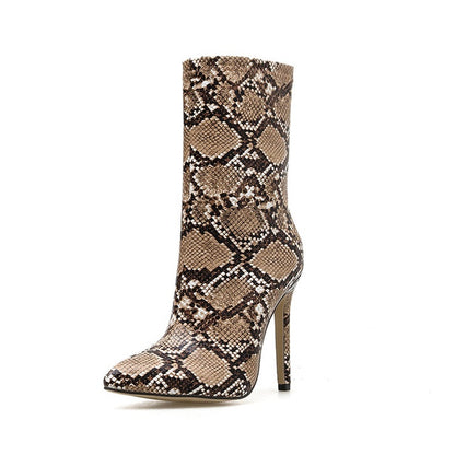 Snake pattern women's stiletto heels