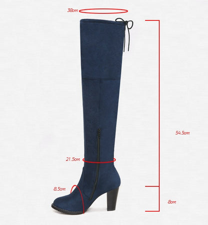 Round head with high heels side zipper over the knee boots boots size code custom-made women's boots