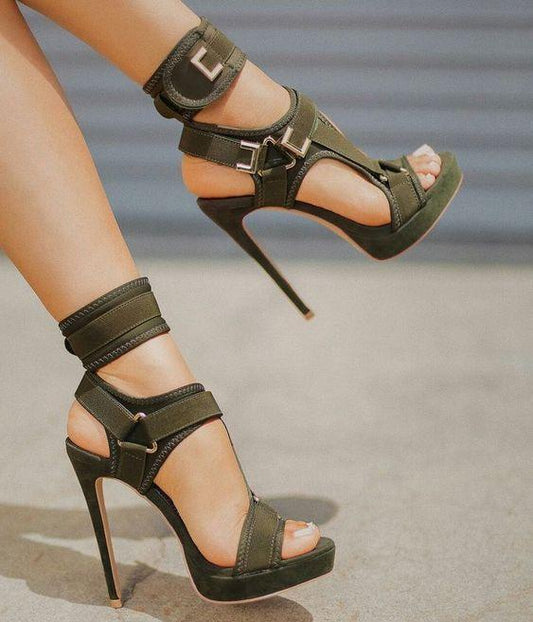 Buckle Super High Heels Waterproof Platform Fish Mouth Stiletto Heel Women Sandals