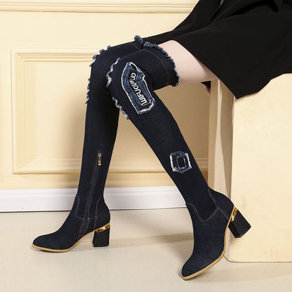 Stovepipe Boots Plus Velvet Non-Drop Elastic Boots