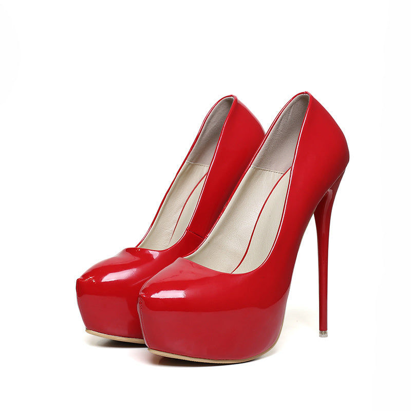 Patent Leather All-match 16 Cm Women's Single Shoes