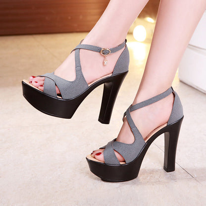 Solid Color Toe Fish Mouth Model Catwalk Shoes