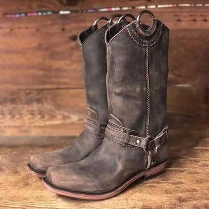 Round head flat boots