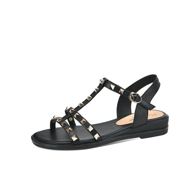 Women's Shoes Fashion Fashion Rivet Cowhide Sandals