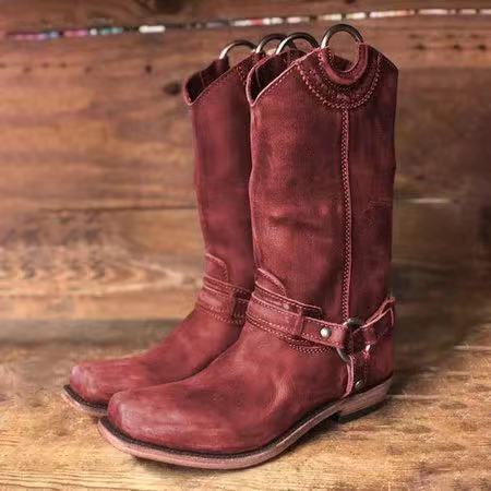 Round head flat boots