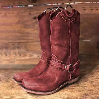 Round head flat boots