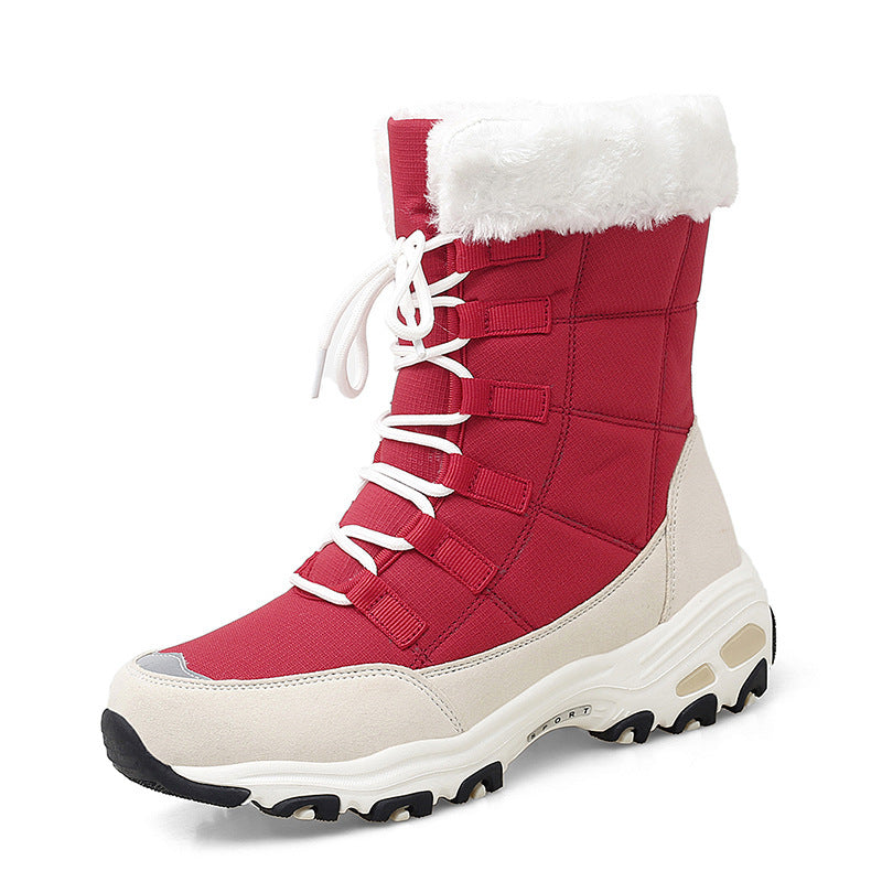 Bottes de neige montantes pour femmes, chaussures de loisirs en plein air, mi-tube