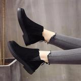 Women's black flat boots winter plus velvet