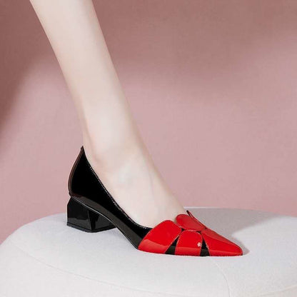 Casual Soft Leather Pointed Toe Low-Heel Shoes