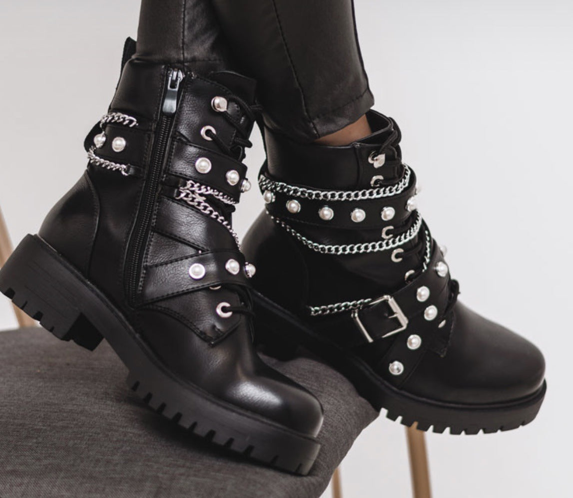 Women's British style all-match motorcycle boots