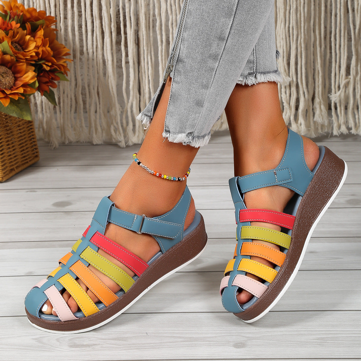 Flat Viscose Shoes Low Top Casual Sandals