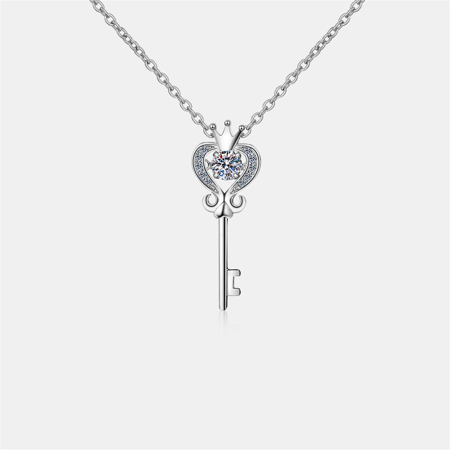 Collier en argent sterling 925 moissanite en forme de clé