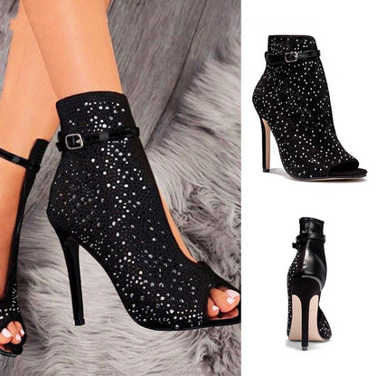 Cutout slim super high heel cool boots