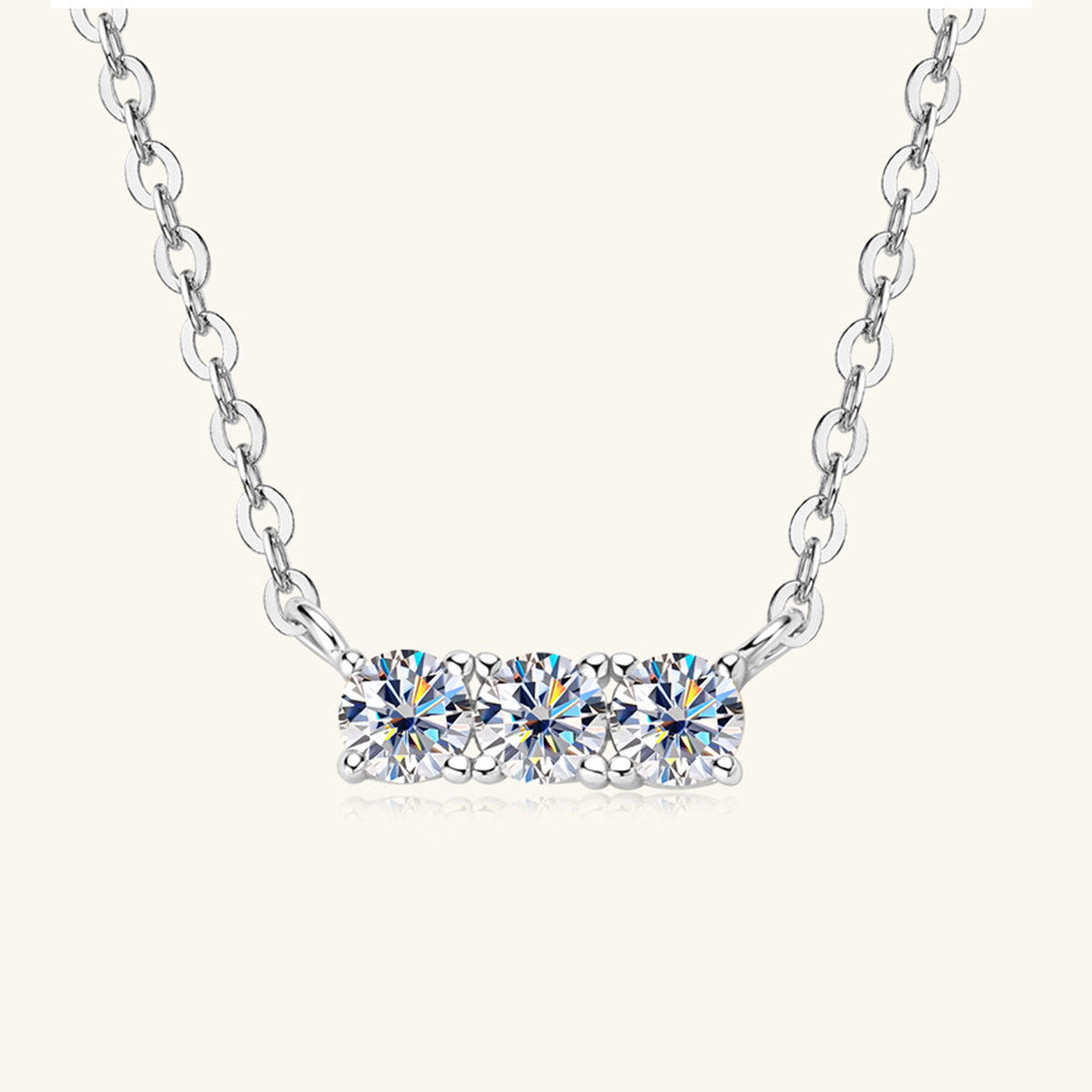 Collier de barre de moissanite incrusté en argent sterling 925