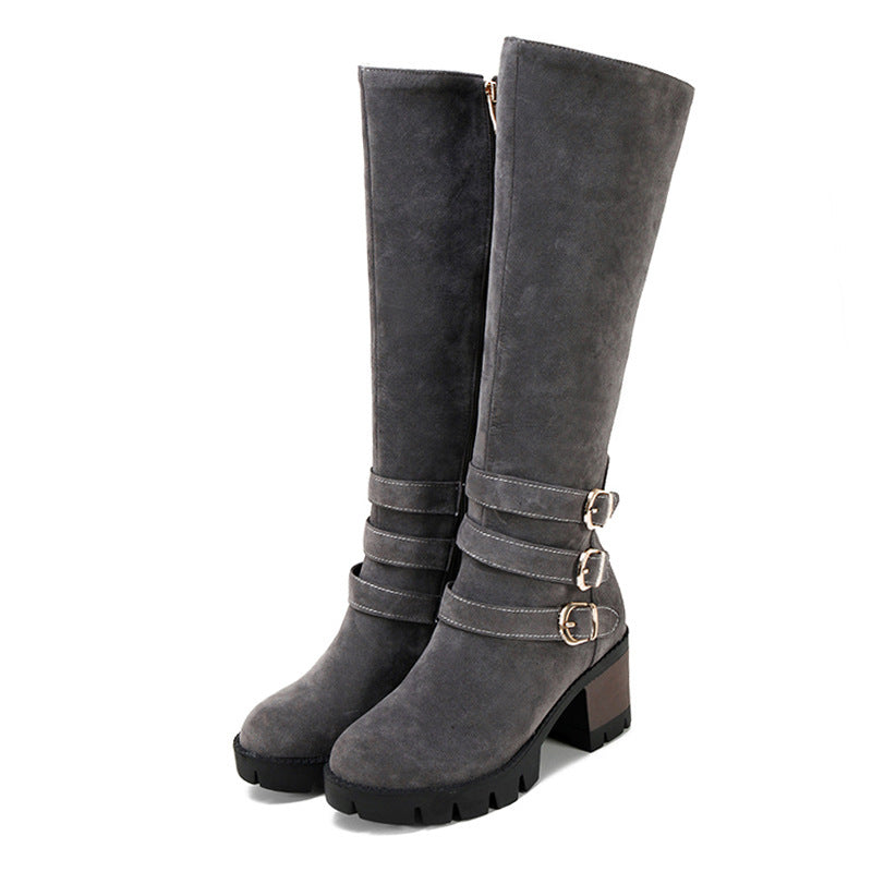 Chaussures de mode pour femmes, bottes hautes d'hiver à talons hauts, grande taille 40-43, femme