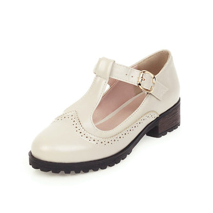 College Style Large Size Women's Shoes T-shoes Spring Buckle Single Shoes Student Shoes