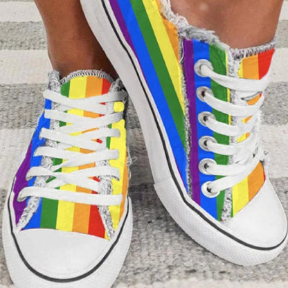 Zapatos de lona con cordones y diseño de bloques de color para mujer, planos y de talla grande