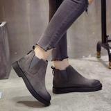 Women's black flat boots winter plus velvet