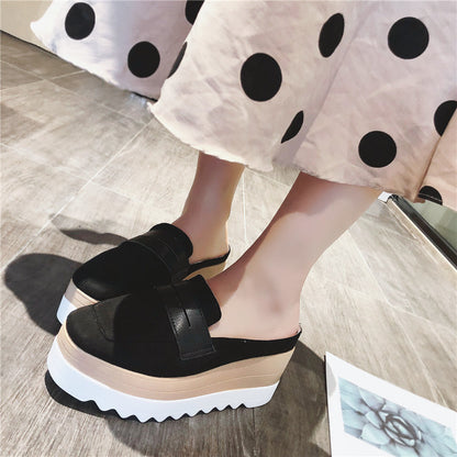 Lazy Thick-soled Sponge Cake Sandals Without Heels For Outer Wear