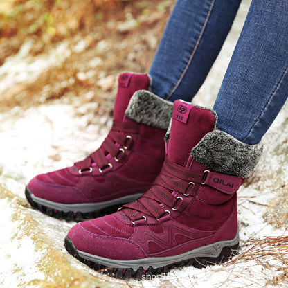 Botines de mujer, zapatos de invierno, botas de nieve para mujer, zapatos cálidos para madre, con cordones