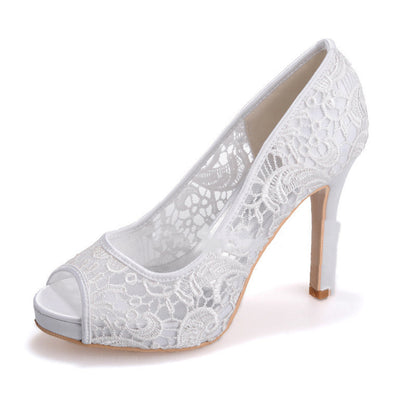 Nouvelles chaussures de mariage en dentelle blanche