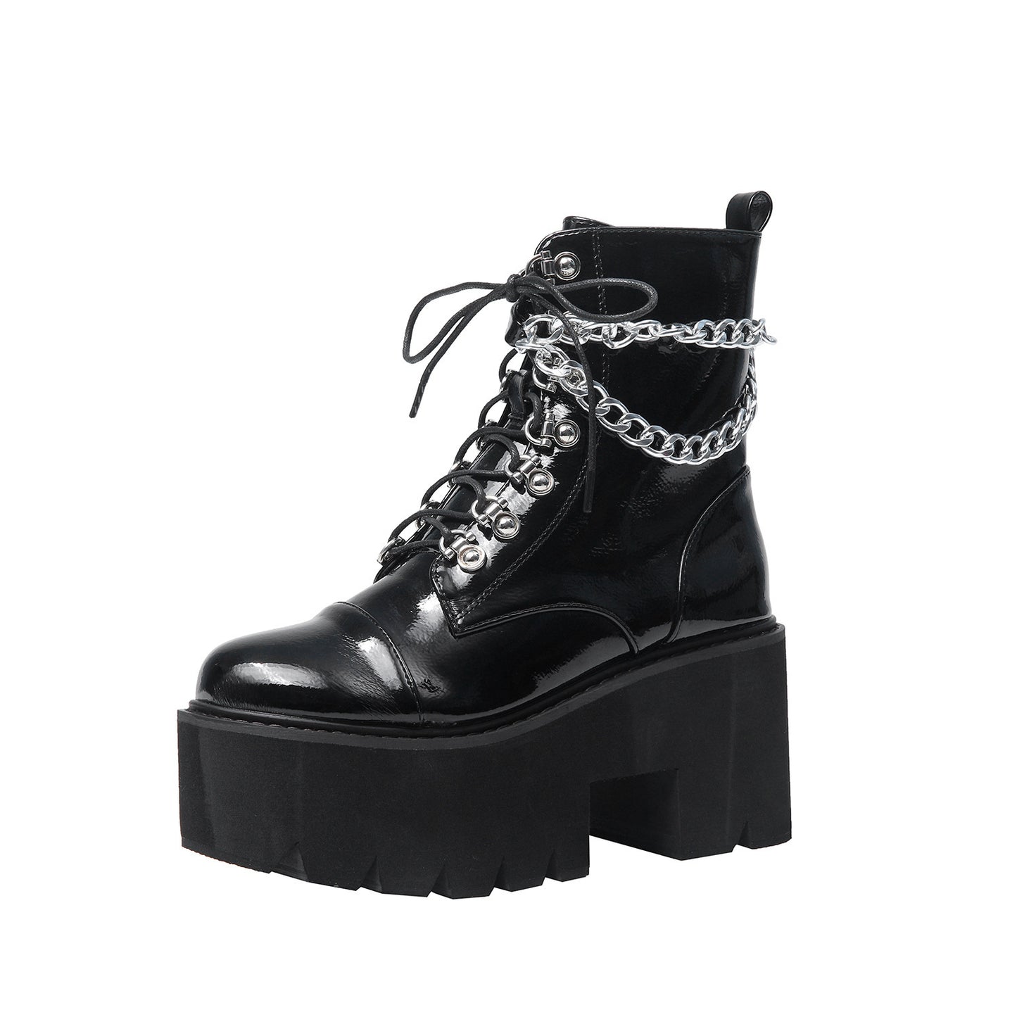 Round toe chain zipper wind wedges Martin boots