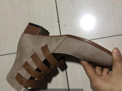 Zapatos sencillos de tacón alto, de cabeza redonda, estilo retro, de talla grande