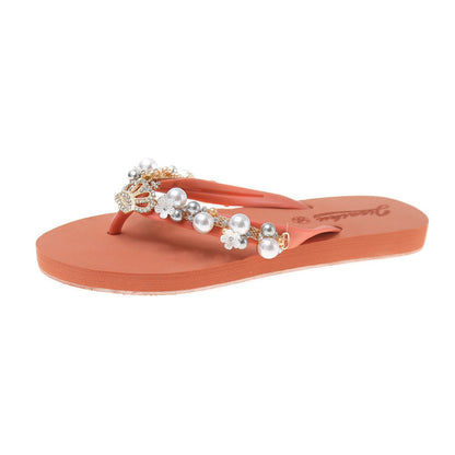 Chanclas con corona de perlas y diamantes de imitación