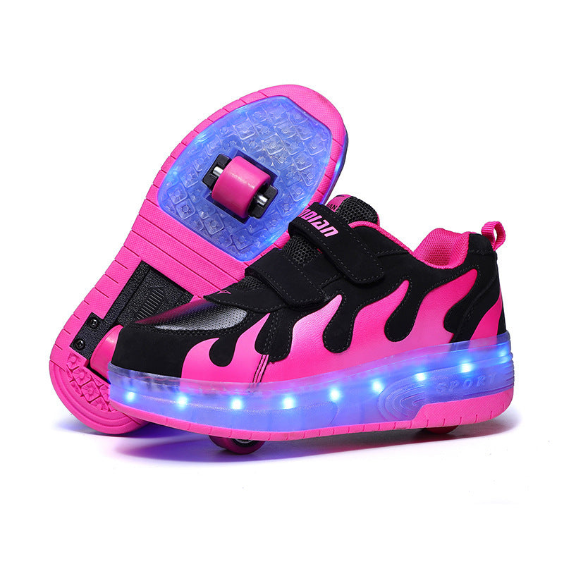 Single Wheel Heelys LED Light Shoes