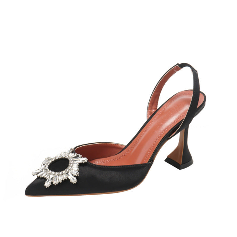 Sun flower diamond high heel shoes