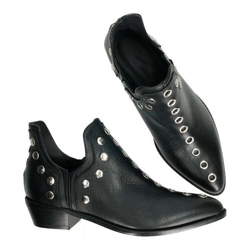 All-match Pointed Rivet Personality Short Boots