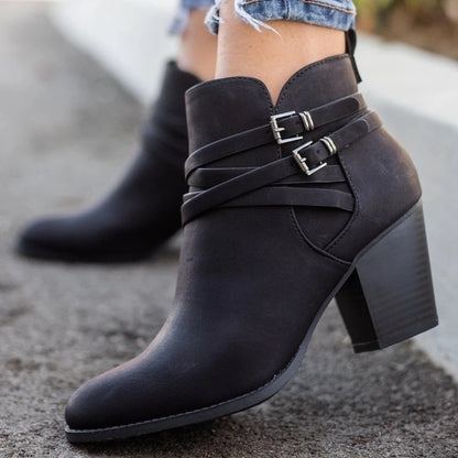 Chunky heel short Martin boots