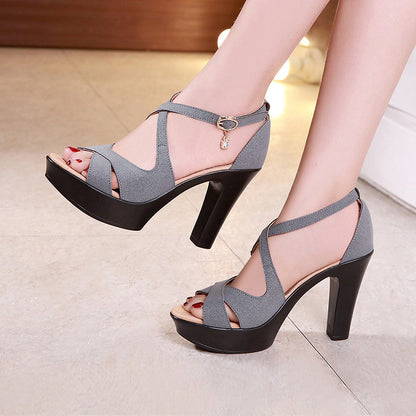 Solid Color Toe Fish Mouth Model Catwalk Shoes