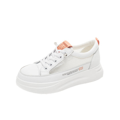 Zapatos blancos de suela gruesa para mujer, deportivos, para combinar con todo