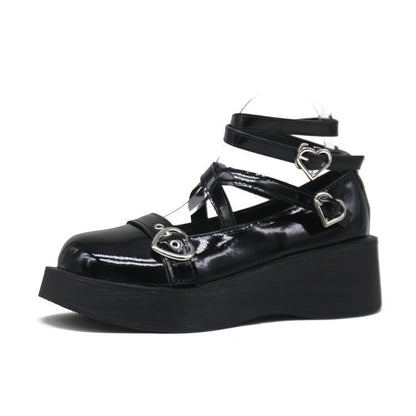 Women's Platform Cross Bandage Leather Shoes