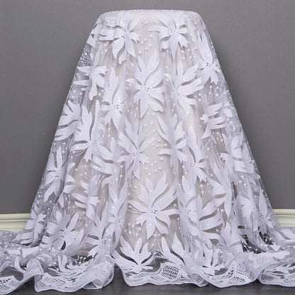 Tissu en dentelle de tulle africain SJD LACE 5 mètres de dentelle en maille brodée française avec paillettes pour robes de mariée nigérianes Birdal A3117