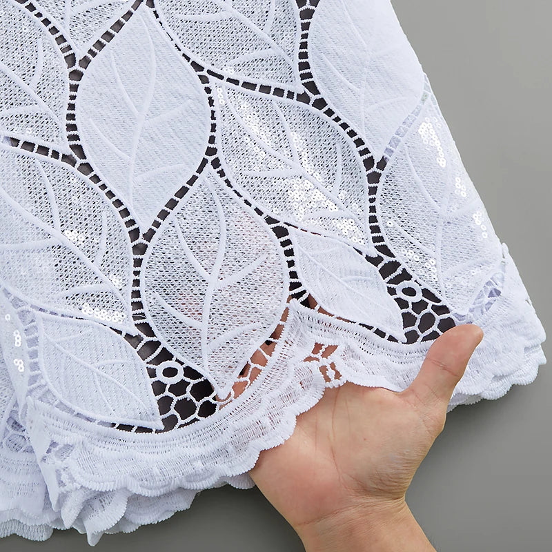 SJD LACE Tissu en dentelle guipure africaine avec paillettes 2024 Tissu en dentelle nigériane de haute qualité pour robe de mariée Birdal DIY A3022