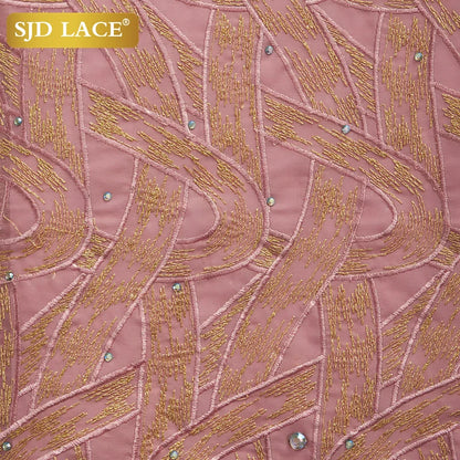 SJD LACE African Lace Fabric 5 Yards Nigerian Cotton Swiss Voile Lace Fabric With Stones For Men Wedding Party Dress A2971