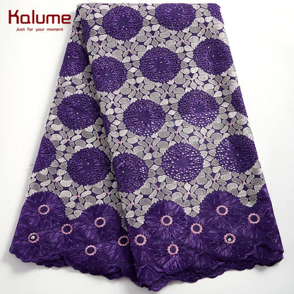 Kalume Fashion African Laces Fabric Fashion Diy Swiss Voile 2021 Nigerian Cotton Lace Fabric For Sew Dresses Party Wedding F2373