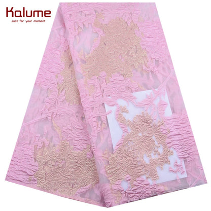 African Tulle Lace Fabric 2024 Satin Nigerian Brocade Gild Jacquard Lace Fabric For Sewing Wedding Party Dress Women Cloth F2078