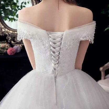 Wedding Dresses Illusion V-Neck Short Tulle Sequined Embroidery Beading Backless Off The Shulder Luxury Women Bride Gown GB336