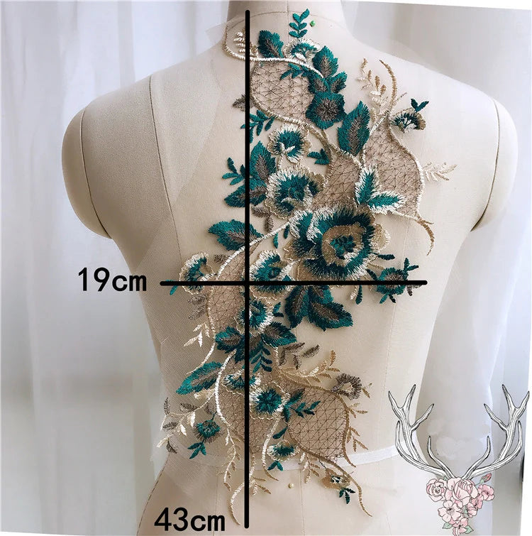 Gold Flower Lace Fabric Trim Ribbon Neckline Collar Embroidered Applique Sewing Craft Wedding Dress Clothes New