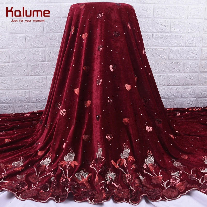 African Velvet Lace Fabric 2024 Nigerian Lace 5 Yards French Velvet Lace Fabric For Party Wedding Dress Sewing Cloth H2014