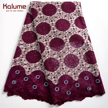 Tela de encaje africano de moda Kalume, tela de gasa suiza de bricolaje 2021, tela de encaje de algodón nigeriano para coser vestidos, fiestas, bodas F2373